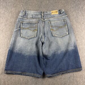 Godbody Denim Jean Shorts Mens Baggy Dip Dye Blue Size 38 x 14 Skate Grunge Rave